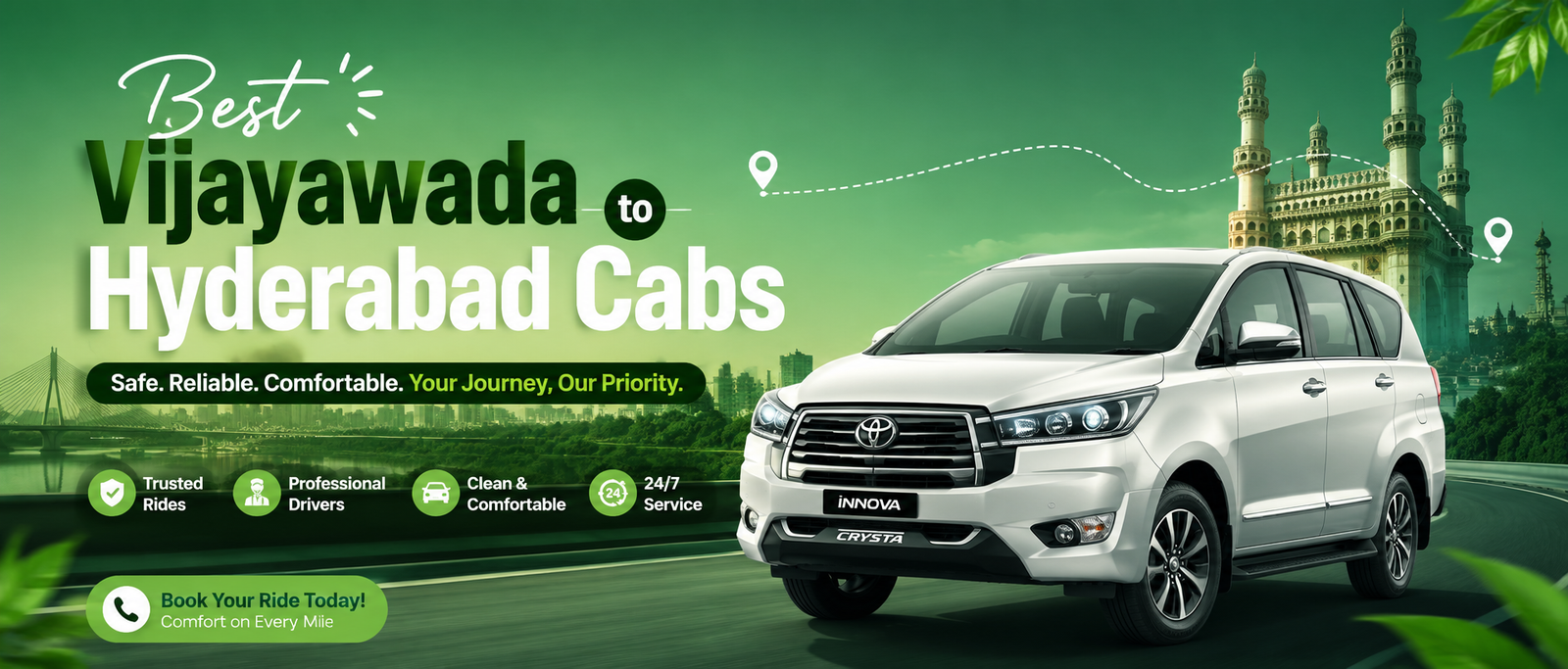 Vijayawada to Hyderabad Cabs